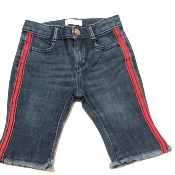 Jack Denim By Janie and Jack Side Stripe Crop Jeans Raw Hem Adjustable Waist - Picture 5 of 14